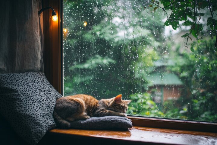 雨の日の猫